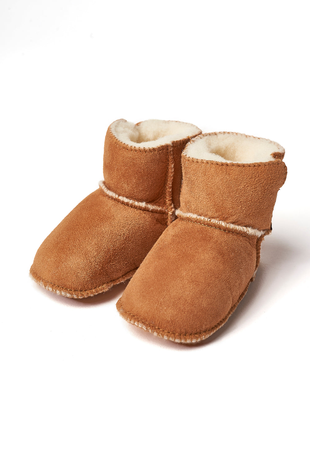 Schapenwollen baby slofjes met stiksels